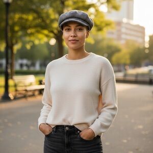 Unisex Brixton Charcoal Herringbone Flat cap